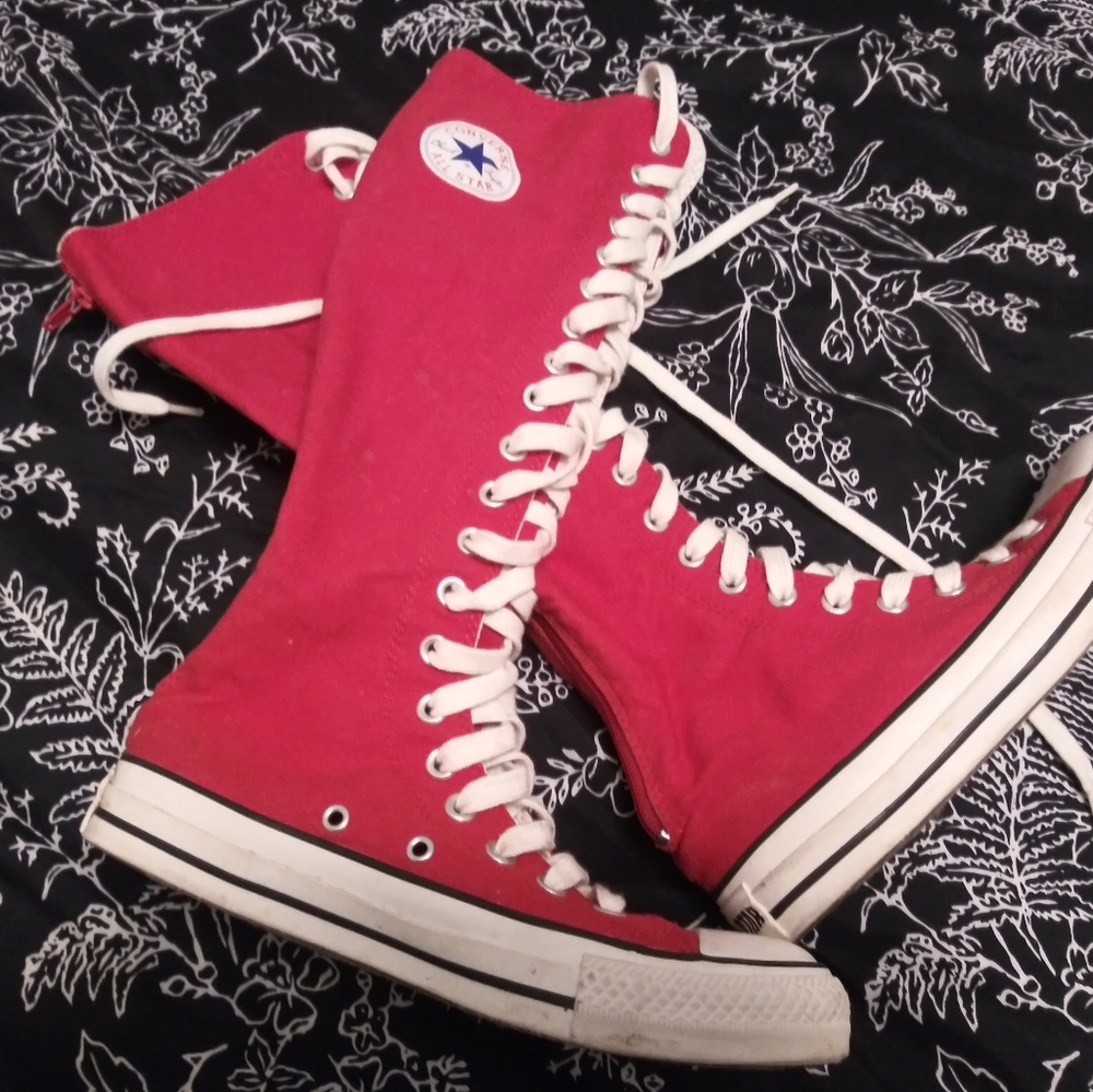 Cherry Red Knee High Converse